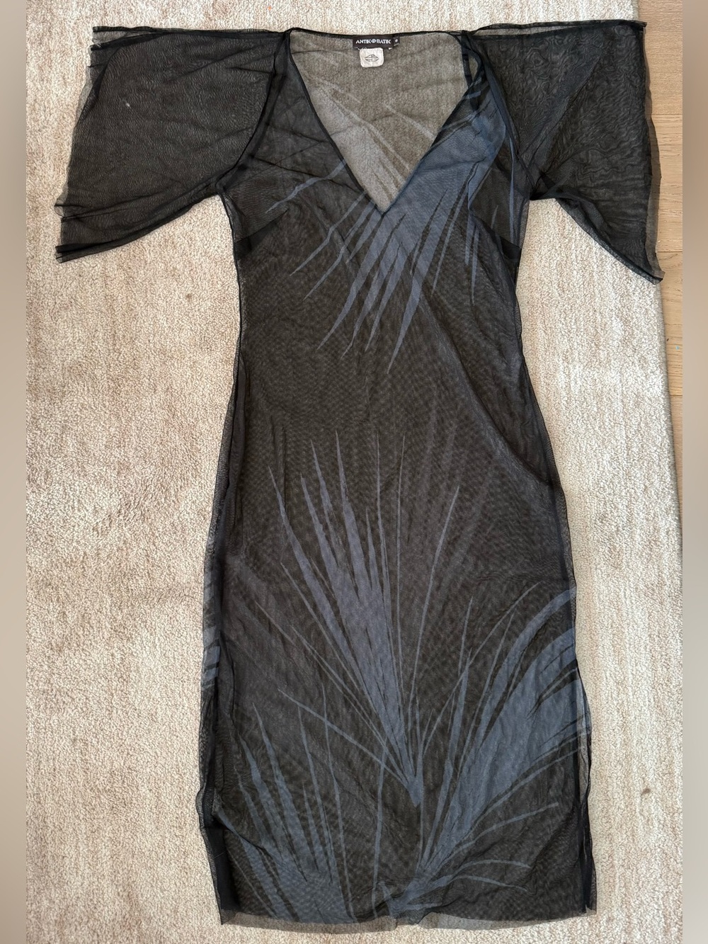 Antik Batik Vintage Sheer Mesh Raw Edge Dress